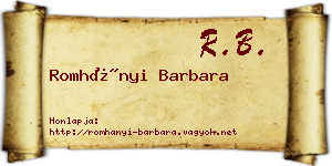 Romhányi Barbara névjegykártya